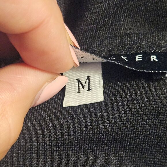 Bryn Walker Womens Asymmetrical Dress Black M Minimalist Quiet Luxury Lagenlook - Picture 5 of 11